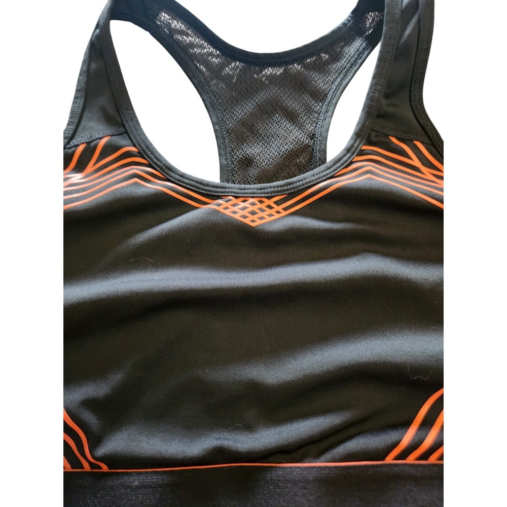 Avia‎ Women's Black Orange Geometric Racerback Sports Bra L G 12 14 - Picture 2 of 7